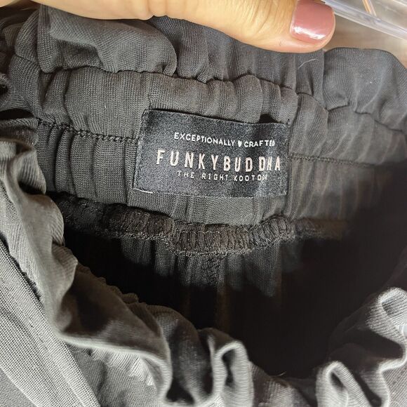 Funky Buddha Womens Tie Front Wide Leg Pants Size Small Lagenlook Boho Black - Picture 2 of 9